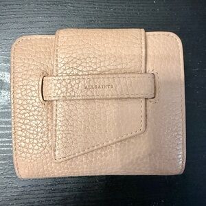 ALLSAINTS Ray Small Pebbled Leather Wallet, Alabaster Pink